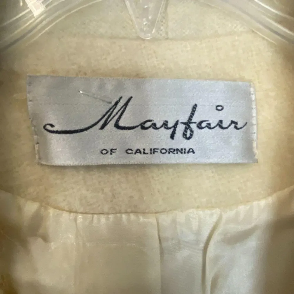 Vintage  1960’s  Mayfair of California‎ Cream Mohair Coat 14